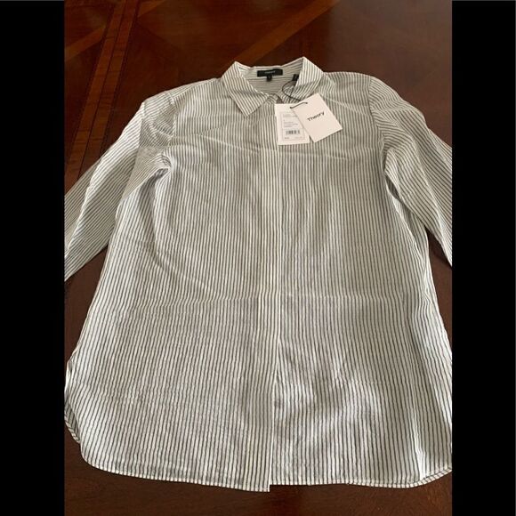 💙Theory classic straight woven thin organic cotton shirt💙 size M, NWT - Picture 6 of 10
